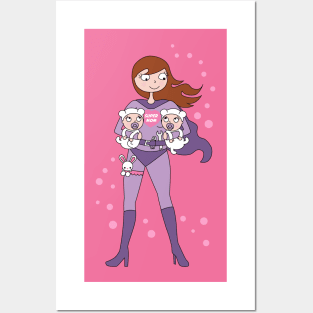 Supermom twins - brown hair Posters and Art